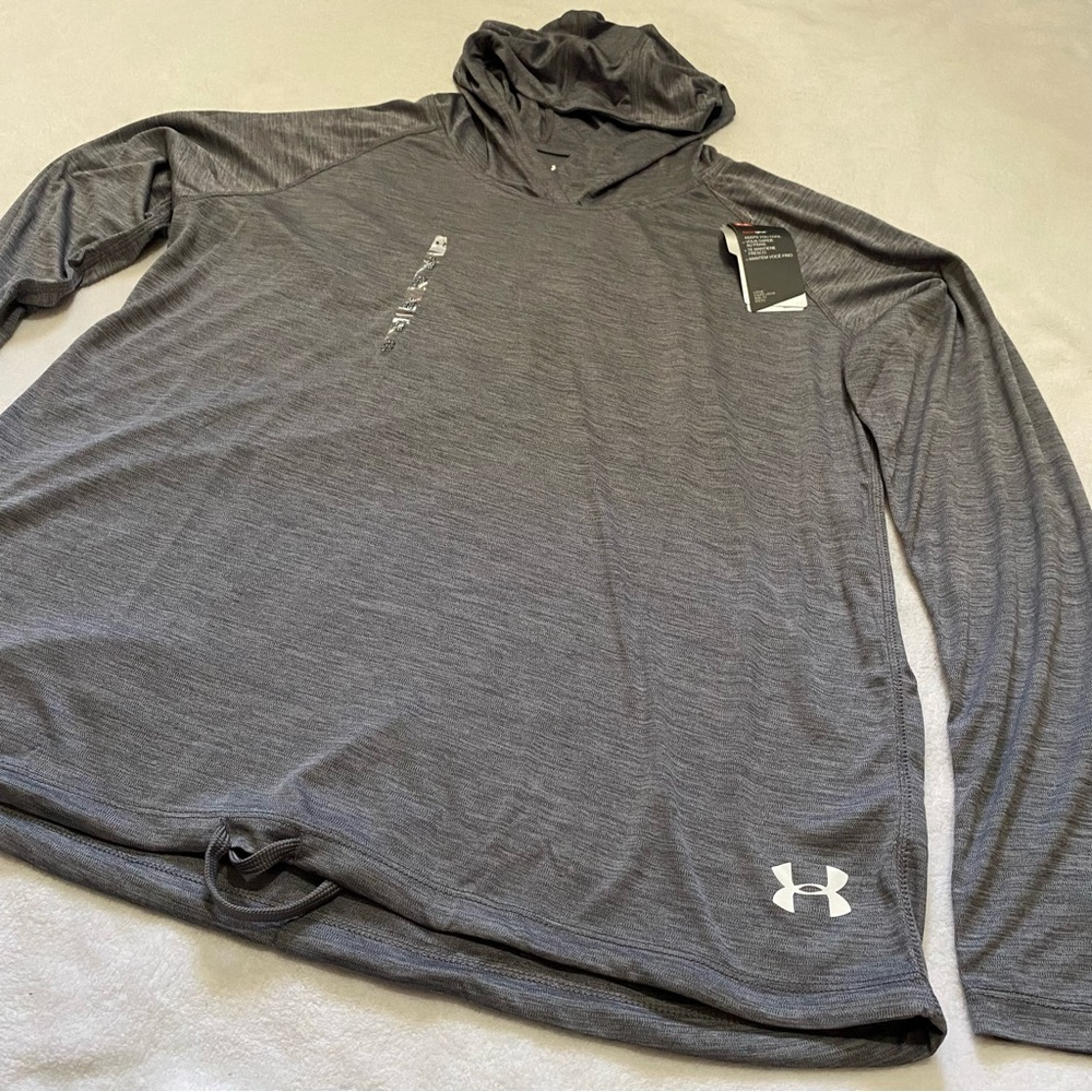 Under Armour HeatGear Velocity Twist wicking hoodie gray heather women’s size XL